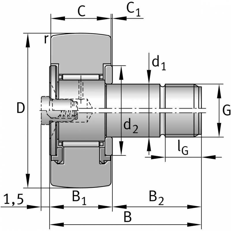 Rouleau Rail Type Goujon INA KR19-PP-A - 11 Mm De Large, Charge Max 4600 N, Pour Engrenages à Came