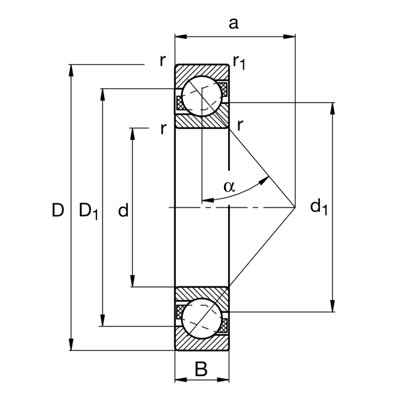 7210-B-JP-P5-UL Angular Contact Ball Bearing drawing 7210-B-JP-P5-UL Angular Contact Ball Bearing drawing